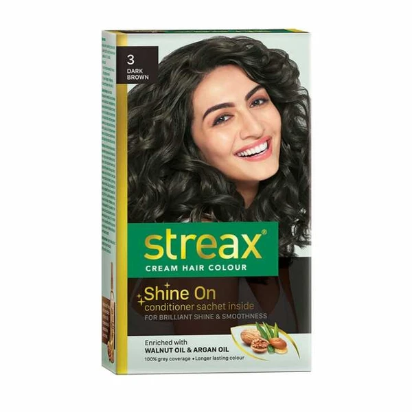 Streax Cream Hair Colour for Women & Men |03 Darkest brown 50ml 