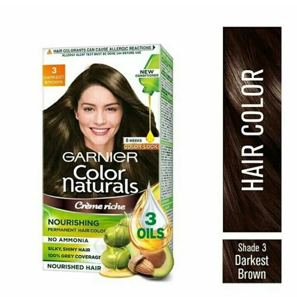 GARNIER Natural Cream Hair Color 3 Darkest brown .30ml