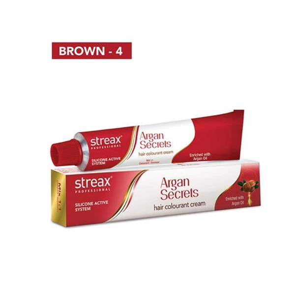 Streax Professional Argan Secrets Hair Colourant Cream - Brown 4 (60gm)