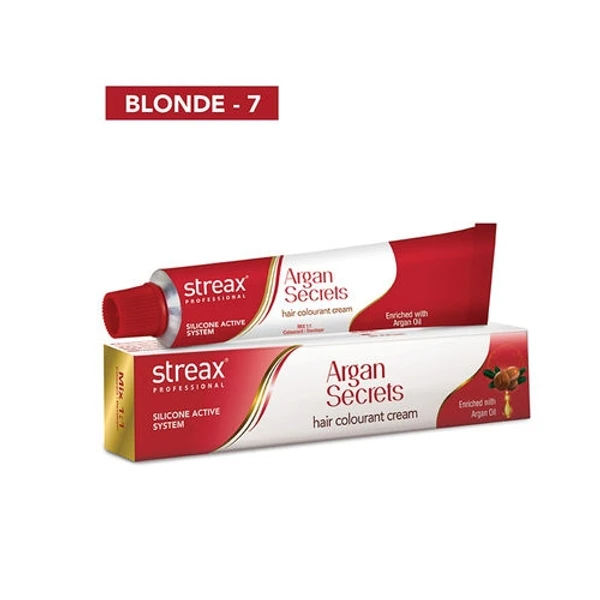 Streax Professional Argan Secrets Hair Colourant Cream - Blonde 7 (60gm)