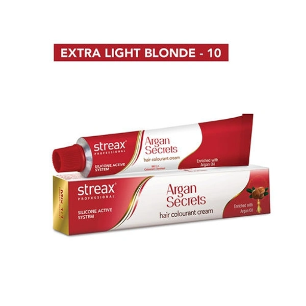 Streax Professional Argan Secrets Hair Colourant Cream - Extra Light Blonde 10 (60gm)