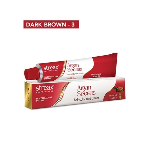 Streax Professional Argan Secrets Hair Colourant Cream - Dark Brown 3 (60gm)