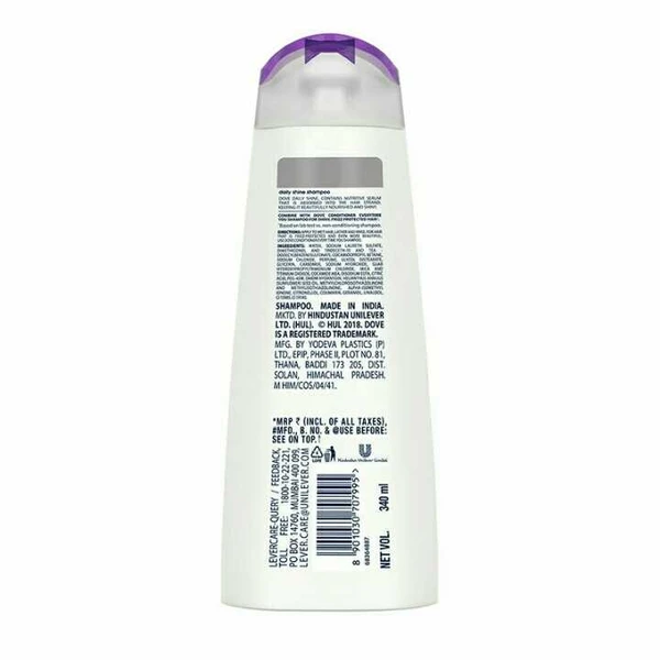 Dove Shampoo  DOVE Daily Shine Shampoo 340ml 