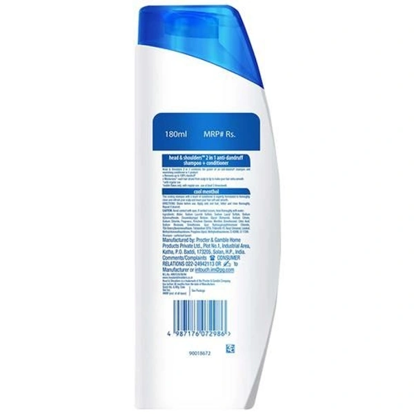 Head & shoulders Cool Menthol 2 in 1 Anti-Dandruff Shampoo + Conditioner, 180 ml