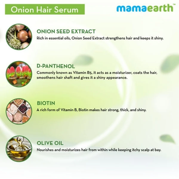 Mamaearth Onion Hair Serum with Onion & Biotin for Strong Frizz -Free Hair (100ml)