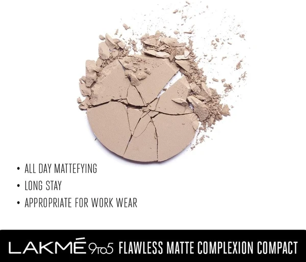 Lakme 9 to 5 Flawless Matte Complexion Compact Powder, Apricot 8gm 