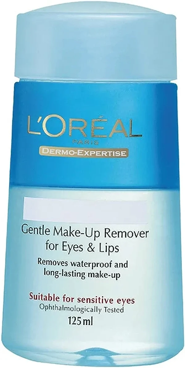 L'Oréal Paris Make-Up Remover, For Lips, Eyes and Face, Removes Waterproof makeup, Dermo Expertise, 125ml