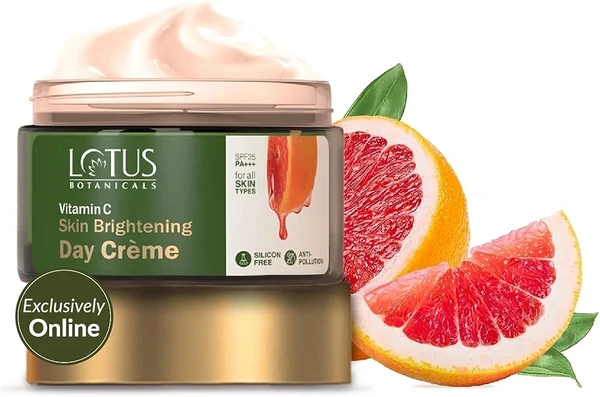 Lotus Botanicals Skin Brightening Day Cream | Vitamin C | SPF 25 | PA+++ | Lightweight | Silicon & Chemical Free | All Skin Types | 50g