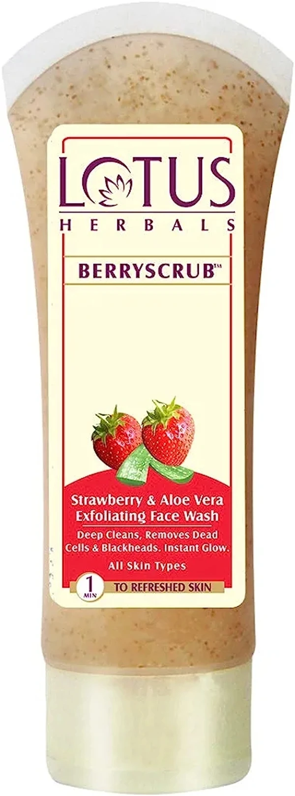 Lotus Herbals Berryscrub Strawberry & Aloe Vera Exfoliating Face Wash 80gm