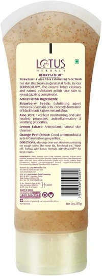 Lotus Herbals Berryscrub Strawberry & Aloe Vera Exfoliating Face Wash 80gm