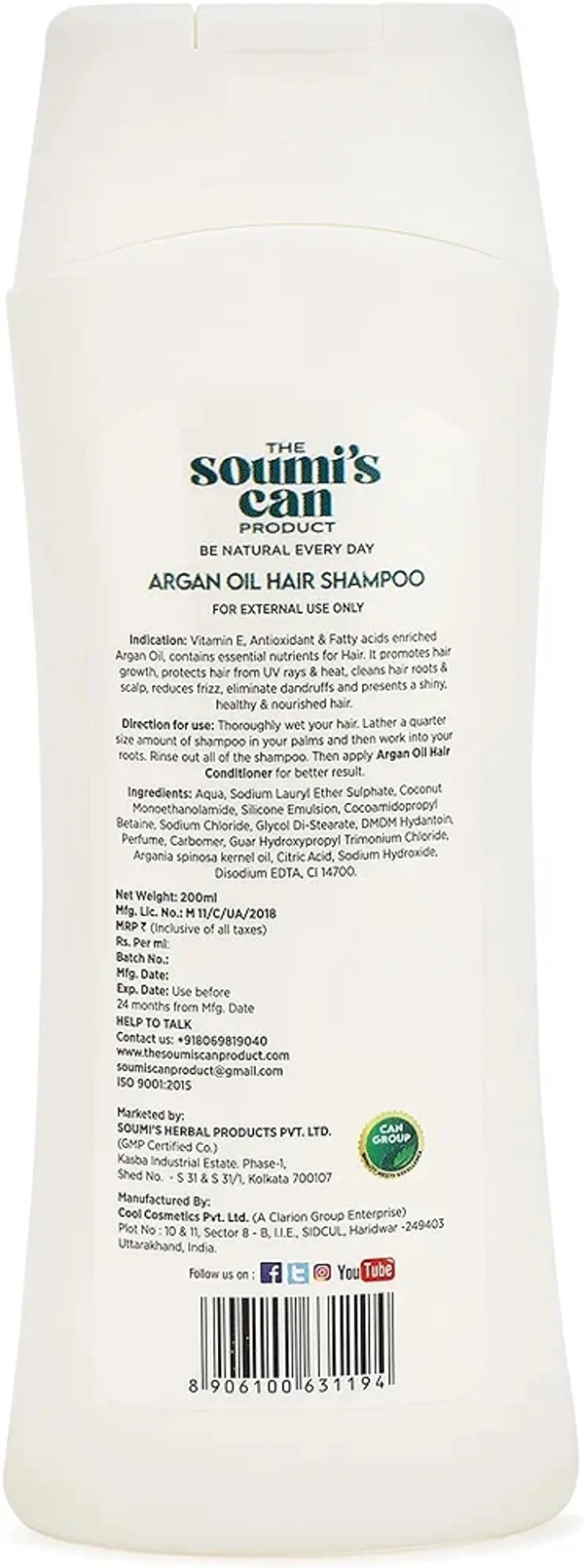 Soumi's Can  SOUMI'S CAN PRODUCT Argan Oil Hair Shampoo 200ml