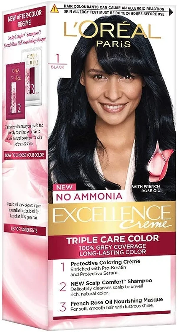 L'Oreal excellence  L'Oreal Paris Excellence Hair Color Small Pack No.1, Natural Black, 25ml+25g