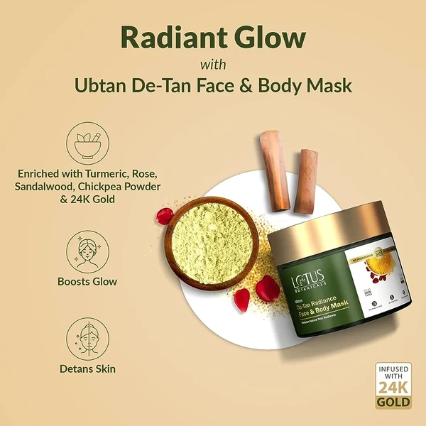 Lotus Ubtan De-Tan Radiance Face And Body Mask |  Lotus Botanicals Ubtan De-Tan Radiance Face And Body Mask | 