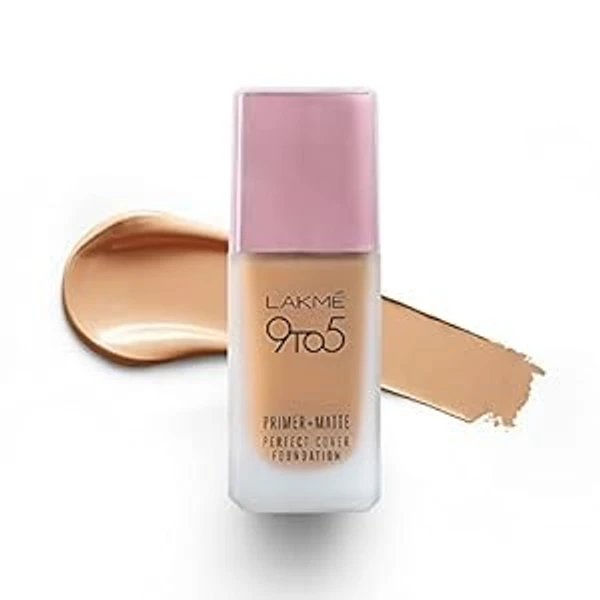 Lakmé 9To5 Primer + Matte Perfect Cover Foundation, N220 Natural Medium,25ml