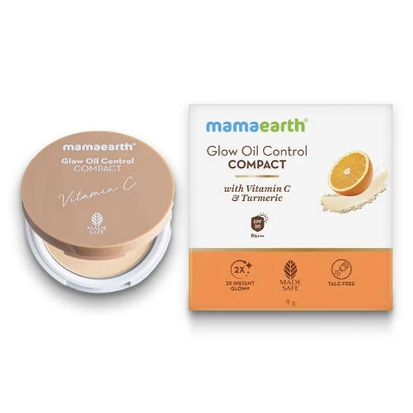 mammaearth Mamaearth Glow Oil Control Compact SPF 30 With Vitamin C & Turmeric - Creme Glow (9gm)