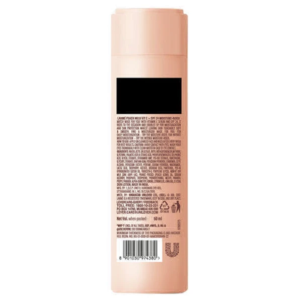 Lakme Peach Milk Moisturizer Body Lotion, Lightweight, Non-Sticky, Locks Moisture For 12 Hours, 60gm