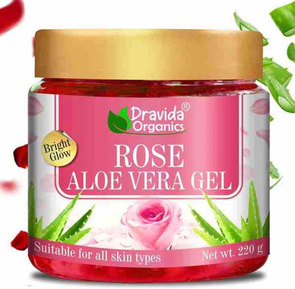 Rose Alo Vera Gel  Dravida Organics 100% Pure Rose Aloe VeraGel  (220 g)