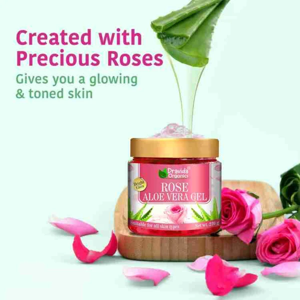 Rose Alo Vera Gel  Dravida Organics 100% Pure Rose Aloe VeraGel  (220 g)