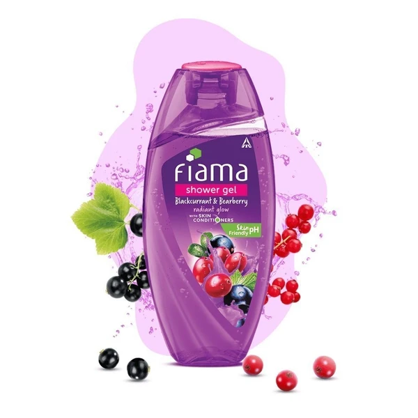 Fiama Shower Gel Blackcurrant & Bearberry Body Wash with Skin Conditioners for Radiant Glow, 250 ml bottle