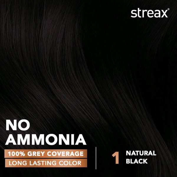 Streax Cream Hair Colour for Women & Men  01 Natural Black 50ml 