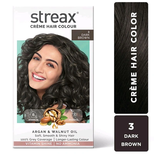 Streax Cream Hair Colour for Women & Men |03 Darkest brown 50ml 