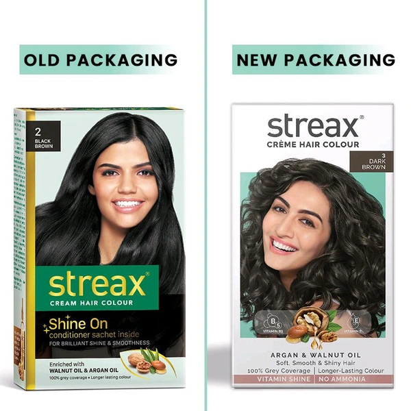 Streax Cream Hair Colour for Women & Men |03 Darkest brown 50ml 