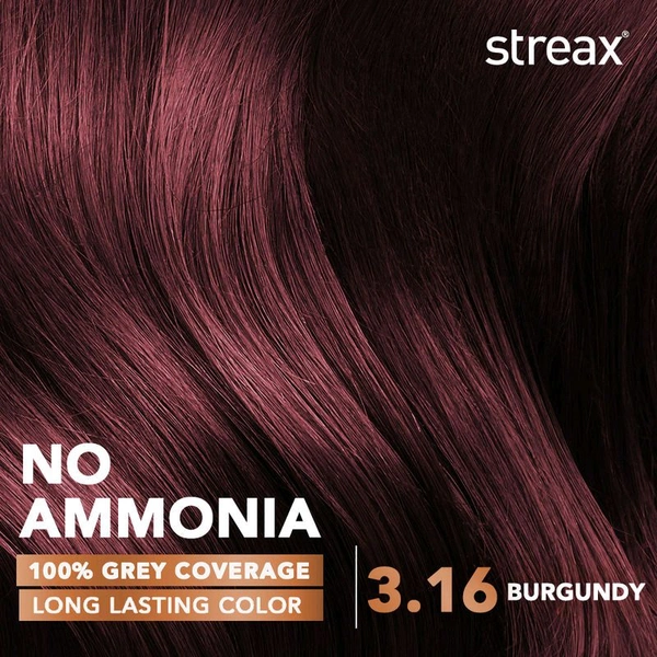 Streax Cream Hair Colour for Women & Men Burgundy 3;16 50ml 