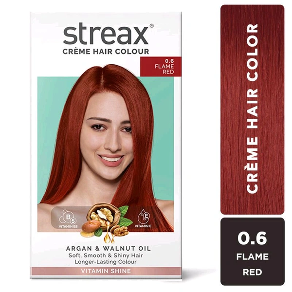Streax Cream Hair Colour for Women & Men 0.6 Flam red 50ml 