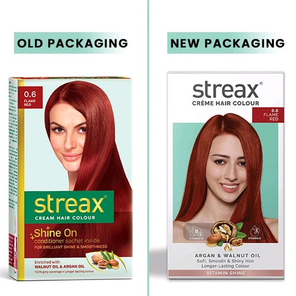 Streax Cream Hair Colour for Women & Men 0.6 Flam red 50ml 