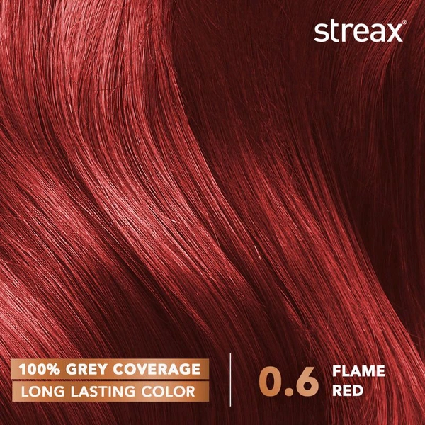 Streax Cream Hair Colour for Women & Men 0.6 Flam red 50ml 