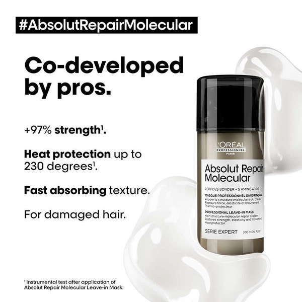 L'Oréal Professionnel Absolut Repair Molecular Deep Repairing Leave-In Cream For Damaged Hair(100ml)