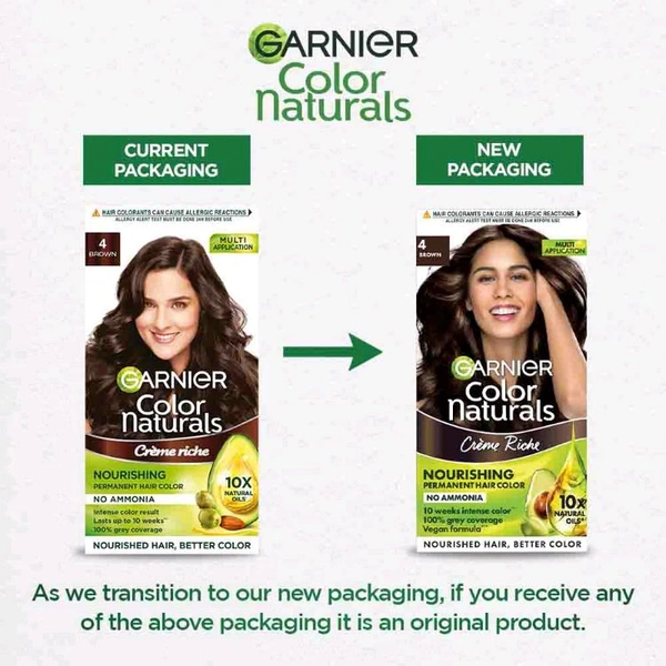 Garnier Natural Hair Colour 4 No Brown , 70gm + 60gm 
