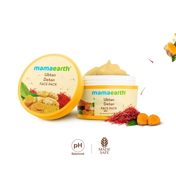 Mamaearth Ubtan Detan Face Pack Reduces Tan, Adds Glow, with Saffron & Turmeric for Radiant Skin(200g)