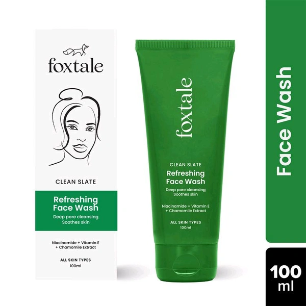 Foxtale Refreshing Face Wash with Niacinamide & Vitamin E, Deeply Cleans Pores and Soothes Skin
(100ml)