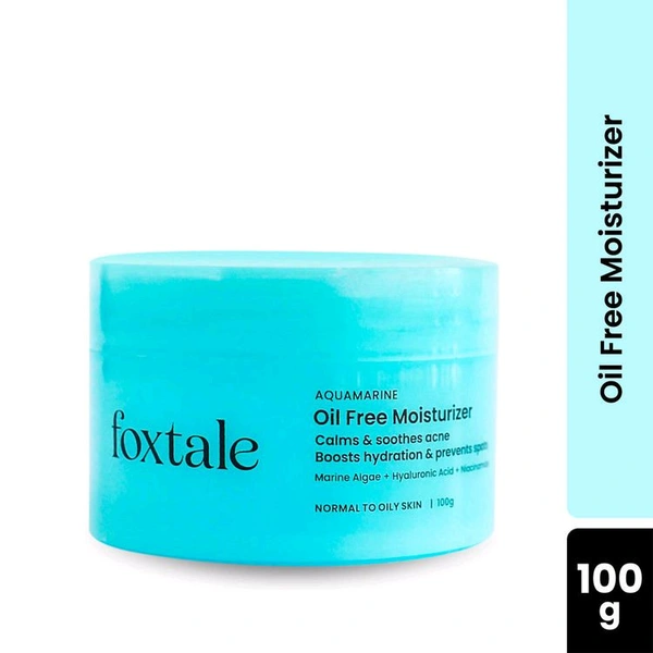 Foxtale Aquamarine Oil Free Hydrating Moisturiser With Hyaluronic Acid For Normal To Oily Skin
(100g)