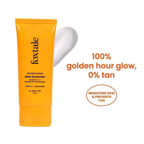 Foxtale Glow Sunscreen SPF 50 PA++++ with Vitamin C & Niacinamide for a Dewy Glow
(50ml)