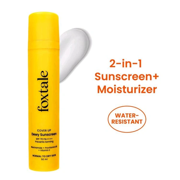 Foxtale Dewy Sunscreen SPF 70 PA++++ With Niacinamide + Provitamin B5 + Vitamin E
(50ml)