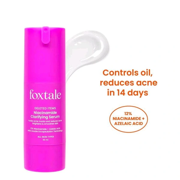 Foxtale 12% Niacinamide Serum with Azelaic Acid for Oil Control & Brightening
(30ml)