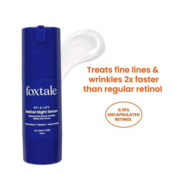 Foxtale 0.15% Encapsulated Retinol Night Serum Boosts Collagen, Treats Fine Lines & Wrinkles
(30ml)