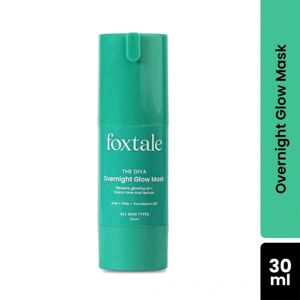 Foxtale Overnight Glow Mask With 4% Glycolic Acid & 3% Lactic Acid For Overnight Salon Like Glow AHA + PHA + Provitamin B5
(30ml)
