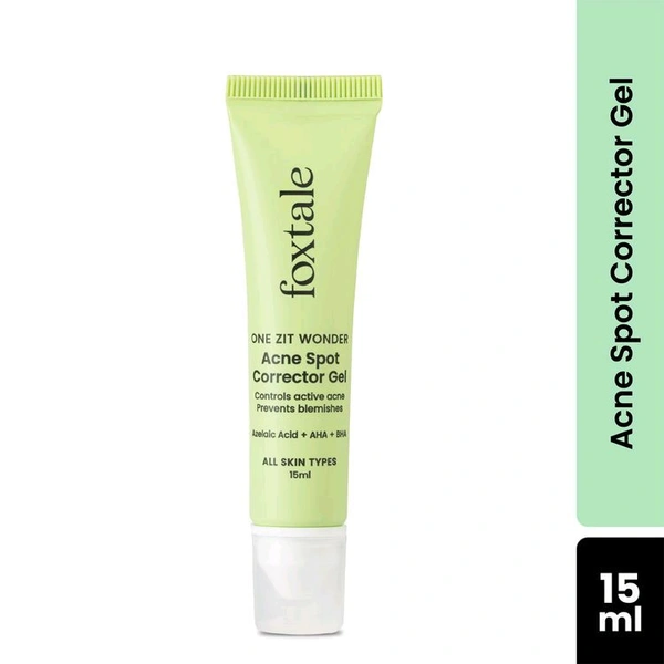 Foxtale Acne Spot Corrector Gel with Azelaic Acid + AHA + BHA for Treating Active Acne in 12 hrs
(15ml)