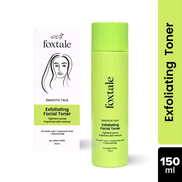 Foxtale Exfoliating Toner with 5% Latic Acid & Niacinamide for Brighter Skin & Tighter Pores
(150ml)