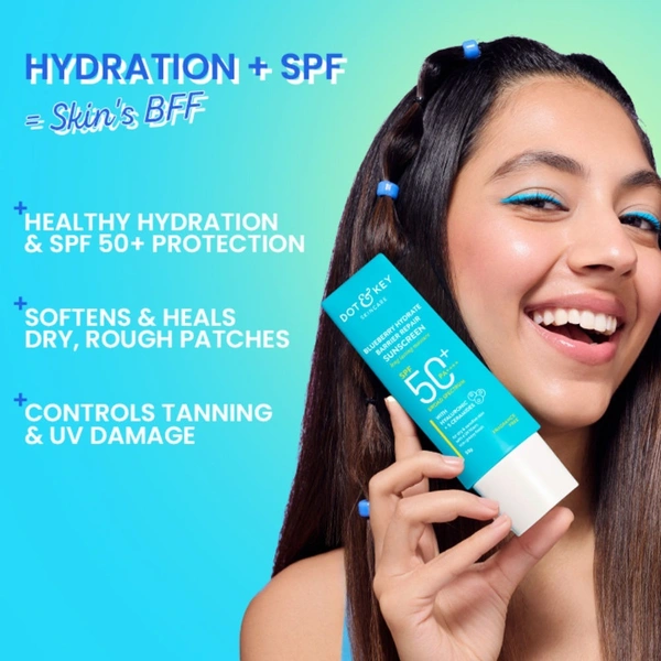 Dot & Key Blueberry Hydrating Barrier Repair Face Sunscreen SPF 50+ PA++++ - 100% No White Cast (50 g)