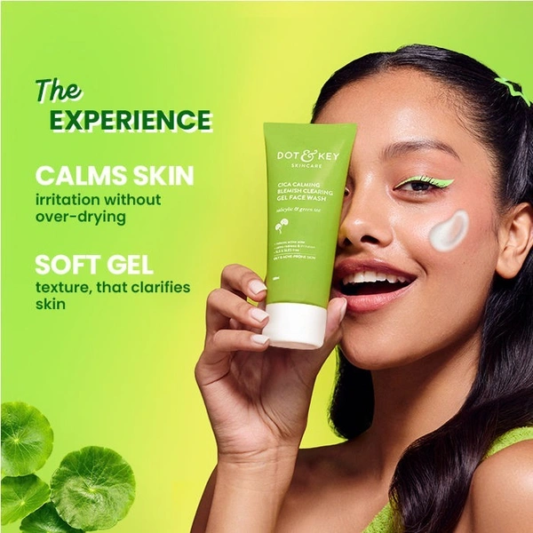Dot & Key Cica Salicylic & Green Tea Facewash For Acne Prone & Oily Skin, Cleanses Pores & Excess Oil (100ml)