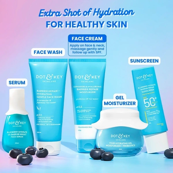 Dot & Key Hyaluronic + Ceramide Barrier Repair Hydrating Face Moisturizer Ph 5.5 Cream, Normal To Dry Skin (100g)