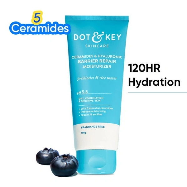 Dot & Key Hyaluronic + Ceramide Barrier Repair Hydrating Face Moisturizer Ph 5.5 Cream, Normal To Dry Skin (100g)