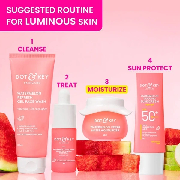 Dot & Key Watermelon & Glycolic Acid Matte Glow Face Moisturizer For Dullness & Oily Skin (60 ml)