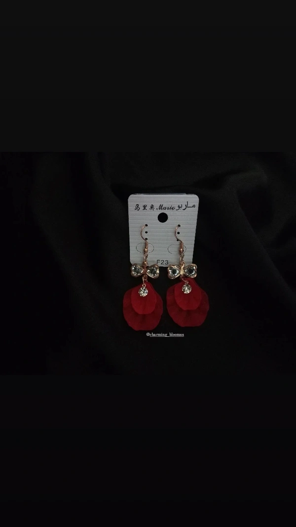 TRENDY KOREAN EARRINGS  - Red Orange