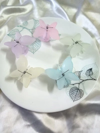 CLEAR BUTTERFLY CLUTCHES - Snowy Mint