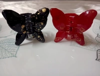 SPRINKLED GOLD BUTTERFLY HAIR CLAWS  - Bright Red